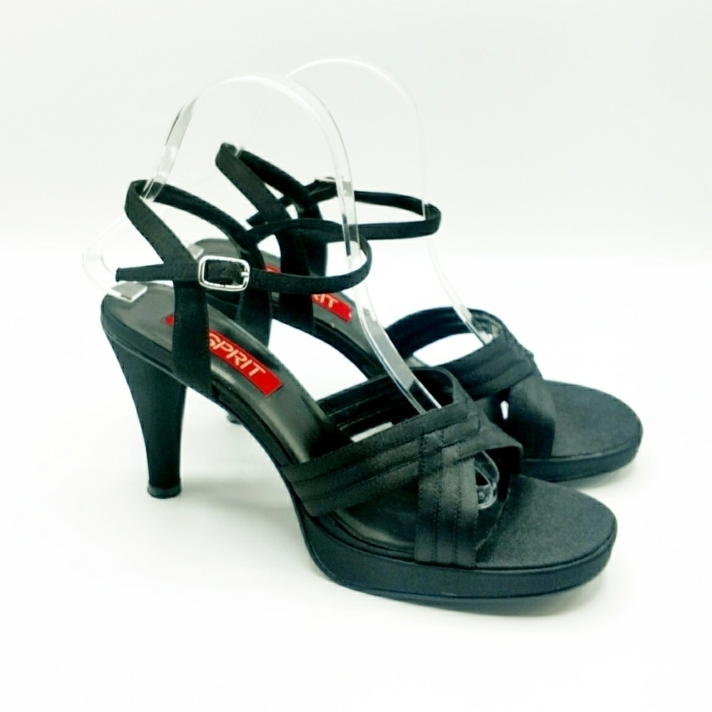 Vintage Y2K Black Satin Platform Sandals